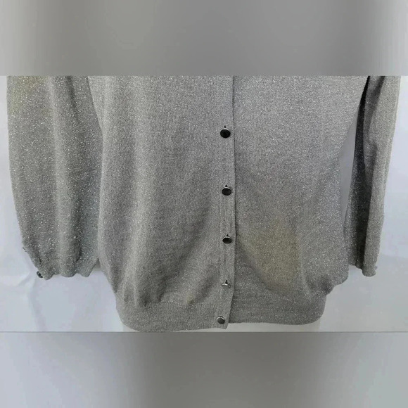 VTG Y2K 1990s Limited Silver Metallic/Gray Button Up Cardigan Sheer Back Sz Med. - Picture 11 of 11